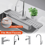 Casa si Gradina - Sanitare - Chiuveta bucatarie si accesorii - Accesorii chiuvete - Protectie chiuveta, antistropi, cu suport pentru burete, Silicon, dimensiuni 40,3x14,3x27,5cm culoare Gri ABYZ™ - Infinity.ro