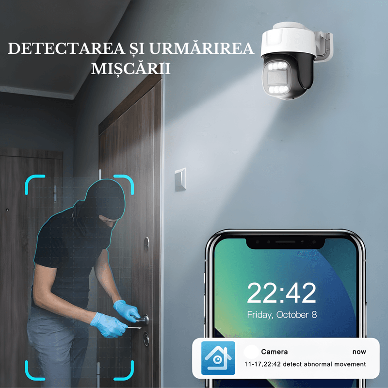 Casa si Gradina - Electrice - Smart Home - Camere de supraveghere - Camera de Supraveghere Ultra HD 4K/2K Exterior/Interior, Wi-Fi 2.4Ghz si 5Ghz, 360°, LED, Detectarea Miscarii - Infinity.ro