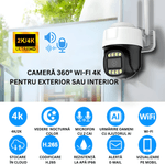 Casa si Gradina - Electrice - Smart Home - Camere de supraveghere - Camera de Supraveghere Ultra HD 4K/2K Exterior/Interior, Wi-Fi 2.4Ghz si 5Ghz, 360°, LED, Detectarea Miscarii - Infinity.ro