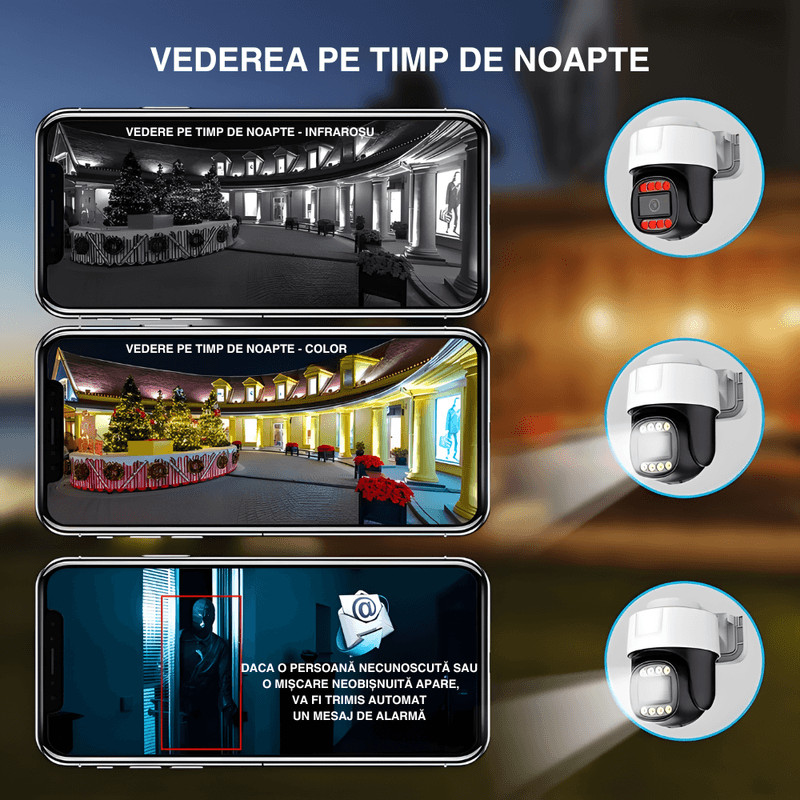 Casa si Gradina - Electrice - Smart Home - Camere de supraveghere - Camera de Supraveghere Ultra HD 4K/2K Exterior/Interior, Wi-Fi 2.4Ghz si 5Ghz, 360°, LED, Detectarea Miscarii - Infinity.ro