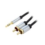 TV, Audio-Video si Foto - Accesorii TV si audio - Cabluri si adaptoare audio - Cablu audio Jack 3.5 mm - 2x RCA 3m ecranat aurit VENTION BCFBI - Infinity.ro