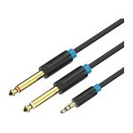 TV, Audio-Video si Foto - Accesorii TV si audio - Cabluri si adaptoare audio - Cablu audio 5m 4mm Jack 3.5 mm 3pin mufa tata - 2x Jack 6.3 mm mufa tata cupru aurit negru PVC VENTION BACBJ - Infinity.ro