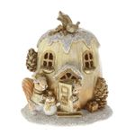 Casa si Gradina - Decoratiuni - Decoratiuni de sezon - Decoratiune Craciun model Casa Dovleac cu lumini, 12x11x14 cm, auriu - Infinity.ro