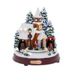 Casa si Gradina - Decoratiuni - Decoratiuni de sezon - Decoratiune Sat de Craciun model Biserica animata cu lumini si trasura rotativa, 20x22 cm, multicolor - Infinity.ro