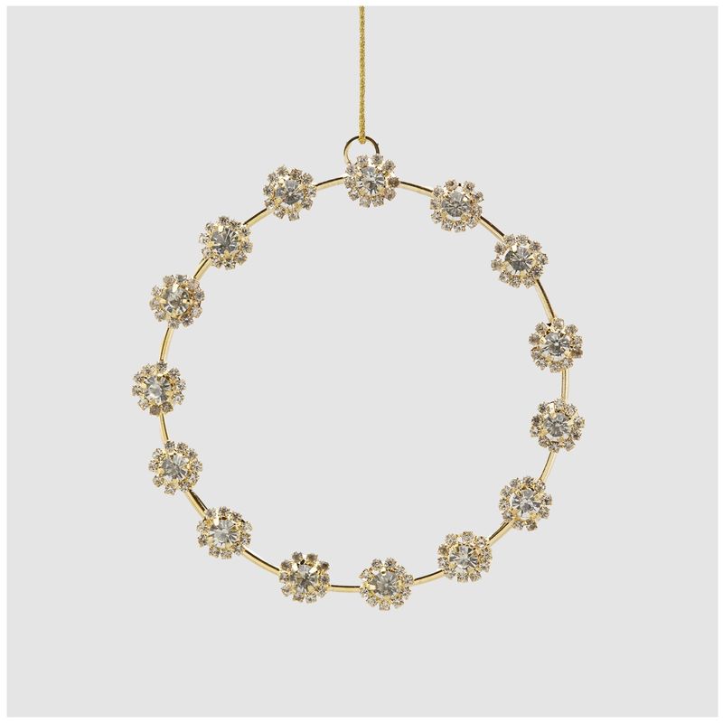 Casa si Gradina - Decoratiuni - Decoratiuni de sezon - Ornament brad model Coronita cu pietre, 10 cm, auriu - Infinity.ro