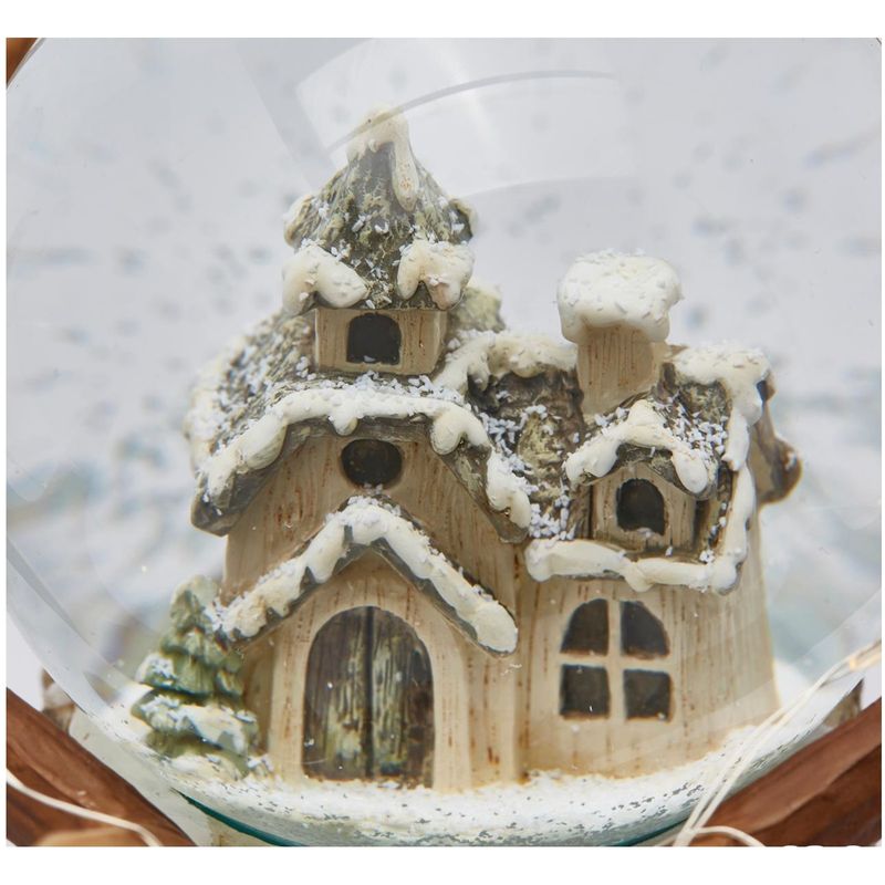 Casa si Gradina - Decoratiuni - Decoratiuni de sezon - Decoratiune Craciun model Cerb cu Glob de zapada si lumini, 23 cm, maro - Infinity.ro