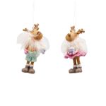 Casa si Gradina - Decoratiuni - Decoratiuni de sezon - Set 2 ornamente brad model Ren baiat si fata, 11 cm, multicolor - Infinity.ro