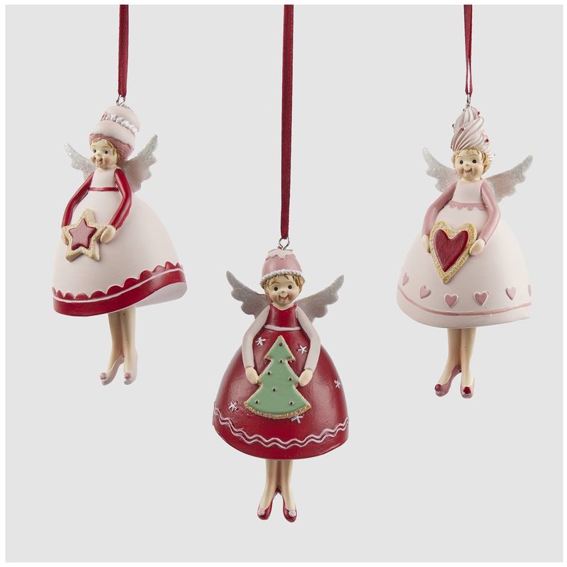 Casa si Gradina - Decoratiuni - Decoratiuni de sezon - Ornament brad Ingeras cu aripi, 12 cm, roz - Infinity.ro