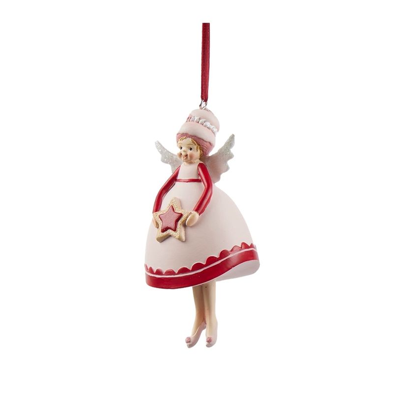 Casa si Gradina - Decoratiuni - Decoratiuni de sezon - Ornament brad Ingeras cu aripi, 12 cm, roz - Infinity.ro