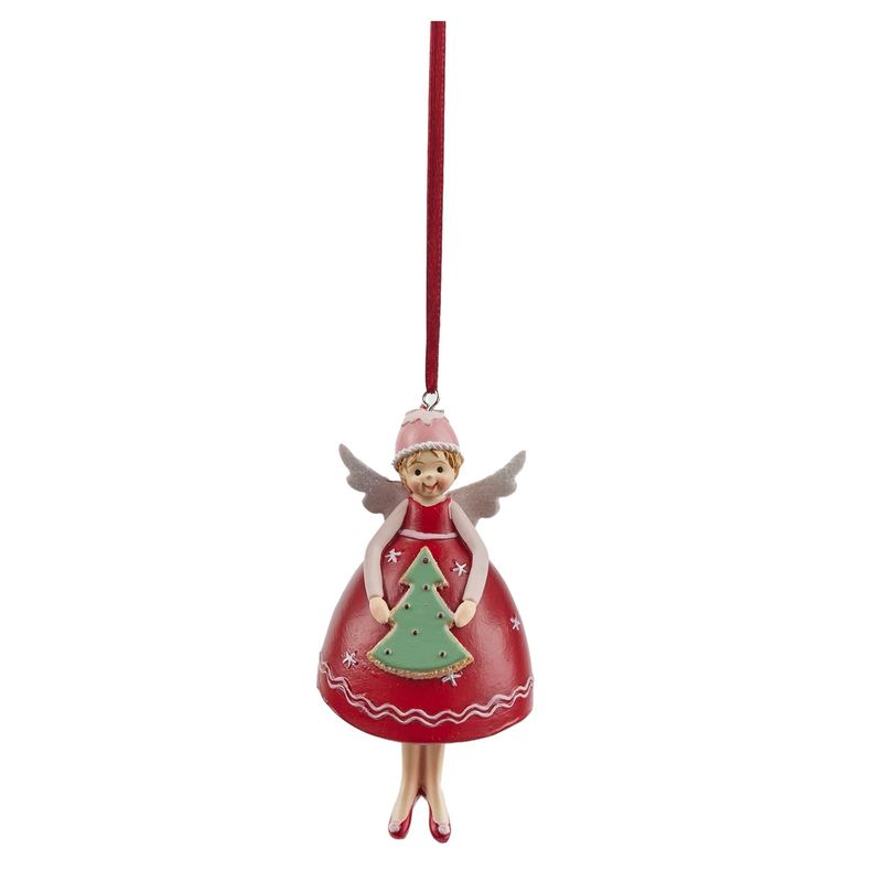 Casa si Gradina - Decoratiuni - Decoratiuni de sezon - Ornament brad Ingeras cu aripi, 12 cm, roz - Infinity.ro