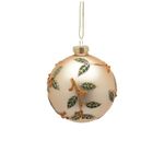 Casa si Gradina - Decoratiuni - Decoratiuni de sezon - Glob brad Craciun cu frunze si sclipici, 8 cm, auriu - Infinity.ro