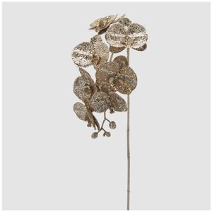 Decoratiune brad ramura Orhidee Phalaenopsis Glitter, 85 cm, champagne gold