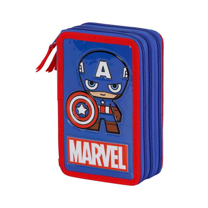 Carti si Birotica - Rechizite - Penare - Penar Captain America Glory , Echipat, 3 compartimente, 43 piese, 21 x 14 x 7 cm  Albastru - Infinity.ro