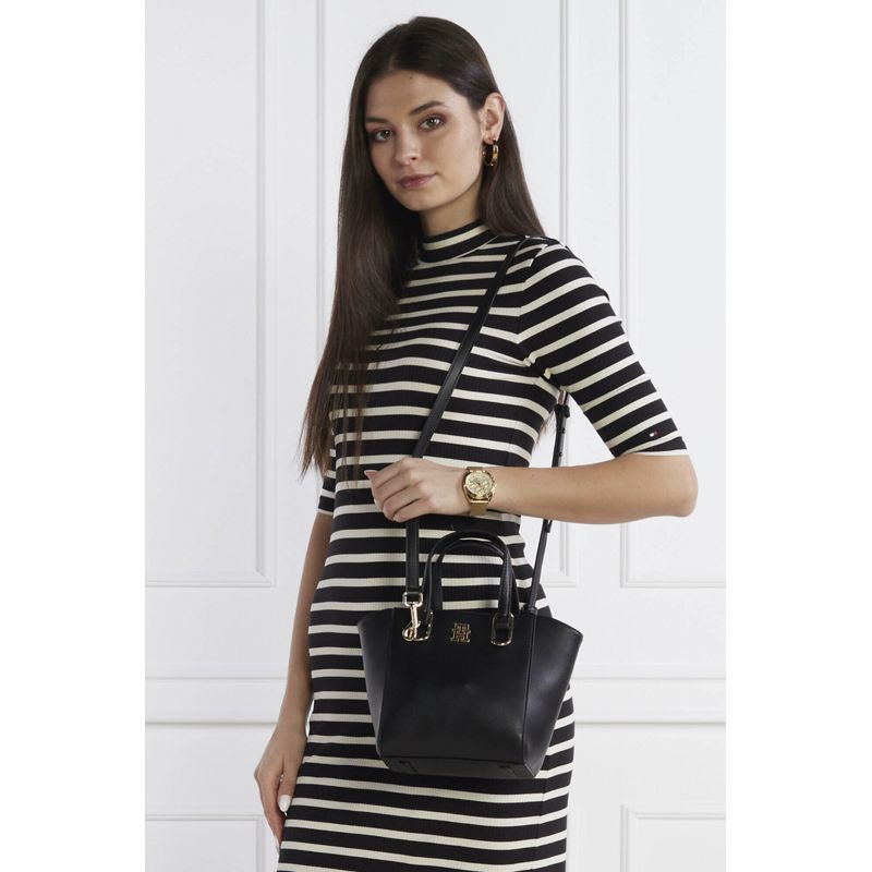 Fashion, accesorii si bijuterii - Femei - Accesorii femei - Genti si rucsacuri femei - Geanta dama Tommy Hilfiger Timeless Med Tote AW0AW15223 Negru 18.5 x 17 x 10 cm - Infinity.ro