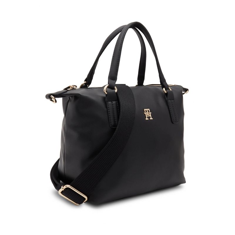 Fashion, accesorii si bijuterii - Femei - Accesorii femei - Genti si rucsacuri femei - Geanta dama Tommy Hilfiger Poppy Plus Small Tote AW0AW15592 Negru 28 x 22 x 15 cm - Infinity.ro