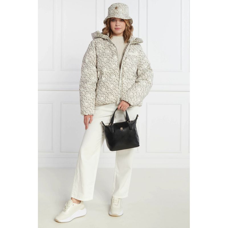 Fashion, accesorii si bijuterii - Femei - Accesorii femei - Genti si rucsacuri femei - Geanta dama Tommy Hilfiger Poppy Plus Small Tote AW0AW15592 Negru 28 x 22 x 15 cm - Infinity.ro