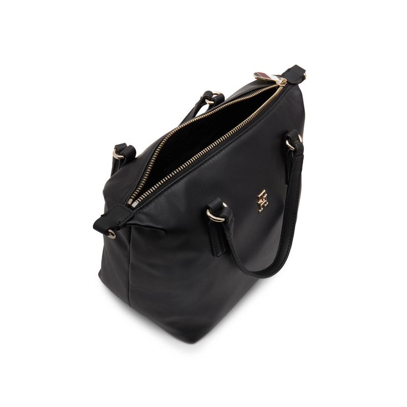 Fashion, accesorii si bijuterii - Femei - Accesorii femei - Genti si rucsacuri femei - Geanta dama Tommy Hilfiger Poppy Plus Small Tote AW0AW15592 Negru 28 x 22 x 15 cm - Infinity.ro