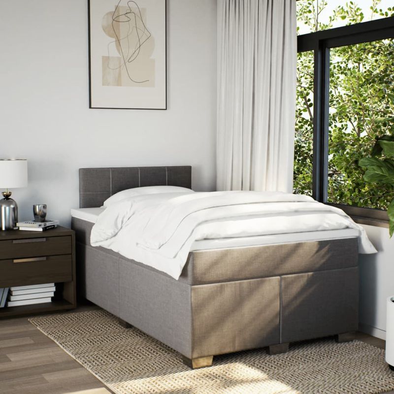 Casa si Gradina - Mobilier - Paturi si accesorii - Paturi - Pat box spring cu saltea, taupe, 120x190 cm material textil - Infinity.ro