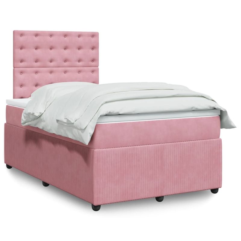 Casa si Gradina - Mobilier - Paturi si accesorii - Paturi - Pat box spring cu saltea, negru, 120x190 cm, catifea - Infinity.ro