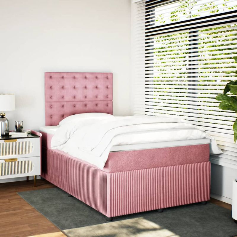 Casa si Gradina - Mobilier - Paturi si accesorii - Paturi - Pat box spring cu saltea, negru, 120x190 cm, catifea - Infinity.ro