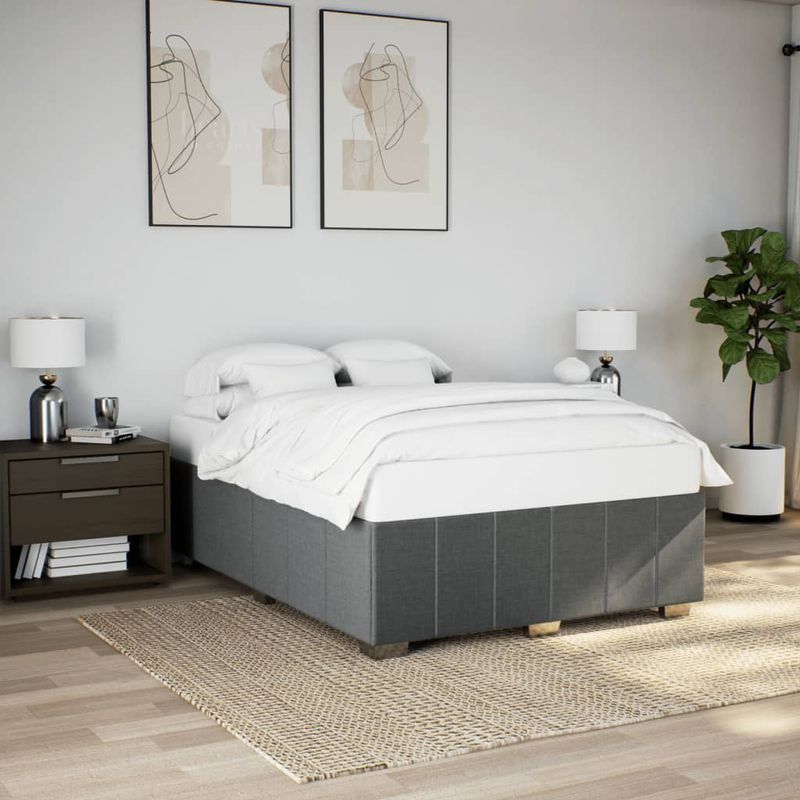 Casa si Gradina - Mobilier - Paturi si accesorii - Paturi - Cadru de pat fara saltea, gri inchis, 140x200 cm, textil - Infinity.ro