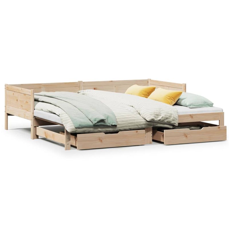 Casa si Gradina - Mobilier - Paturi si accesorii - Paturi - Pat de zi cu extensie si sertare, 80x200 cm, lemn masiv de pin - Infinity.ro