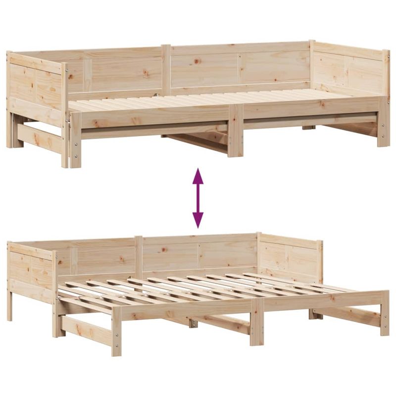 Casa si Gradina - Mobilier - Paturi si accesorii - Paturi - Pat de zi cu extensie si sertare, 80x200 cm, lemn masiv de pin - Infinity.ro
