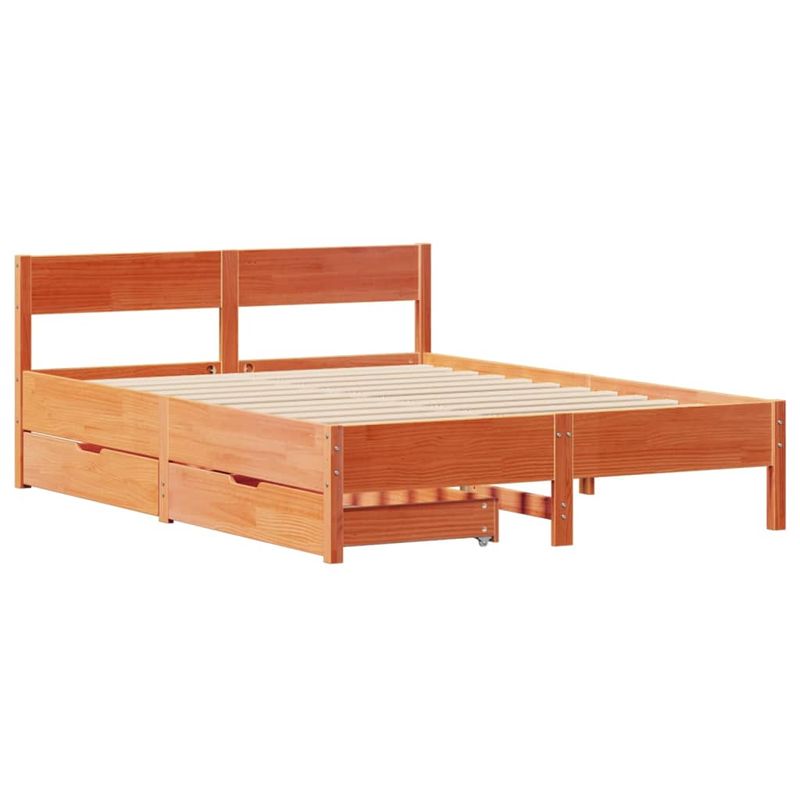Casa si Gradina - Mobilier - Paturi si accesorii - Paturi - Cadru pat fara saltea, maro ceruit, 135x190 cm, lemn masiv pin - Infinity.ro