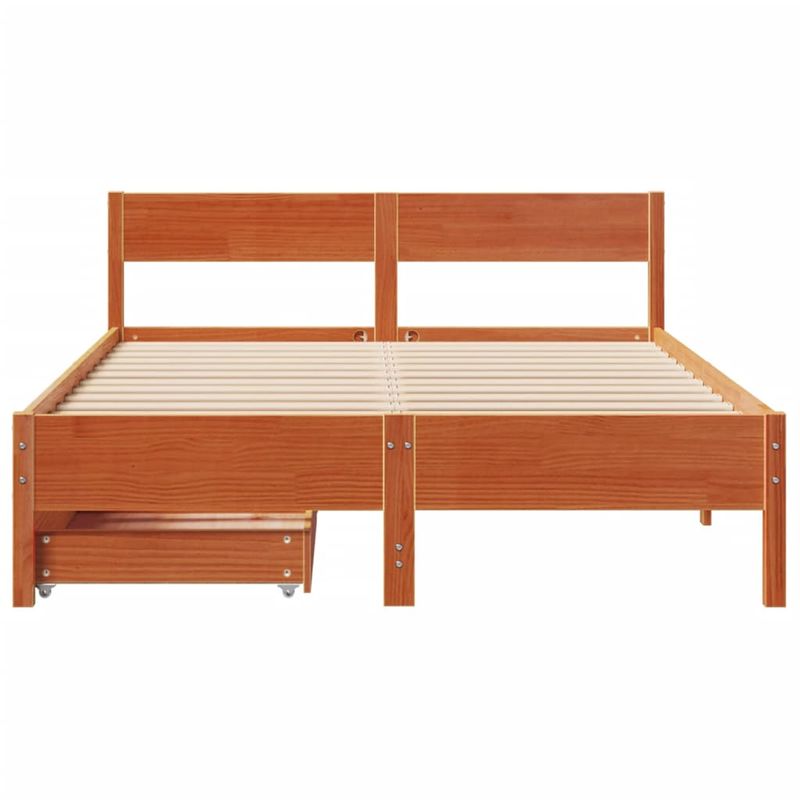 Casa si Gradina - Mobilier - Paturi si accesorii - Paturi - Cadru pat fara saltea, maro ceruit, 135x190 cm, lemn masiv pin - Infinity.ro