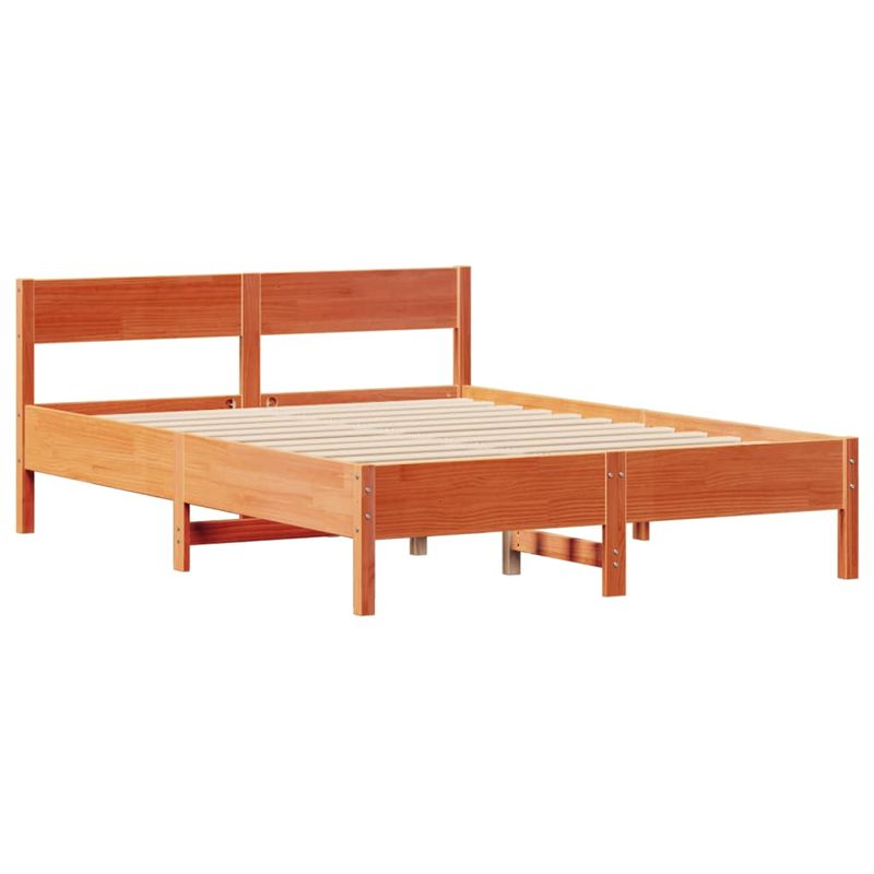 Casa si Gradina - Mobilier - Paturi si accesorii - Paturi - Cadru pat fara saltea, maro ceruit, 135x190 cm, lemn masiv pin - Infinity.ro