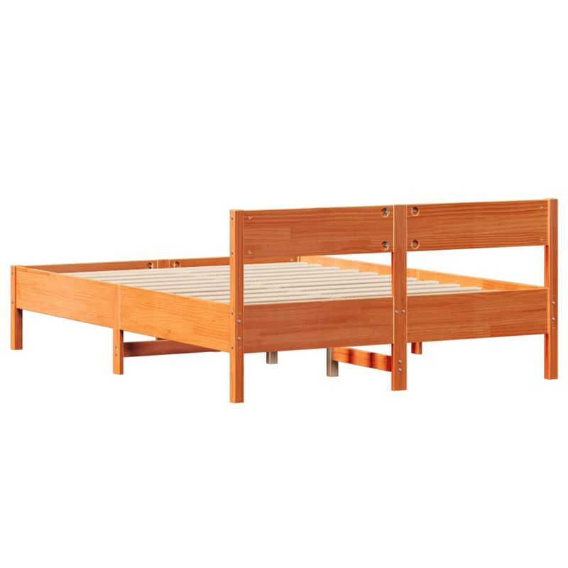 Casa si Gradina - Mobilier - Paturi si accesorii - Paturi - Cadru pat fara saltea, maro ceruit, 135x190 cm, lemn masiv pin - Infinity.ro