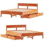 Casa si Gradina - Mobilier - Paturi si accesorii - Paturi - Cadru pat fara saltea, maro ceruit, 135x190 cm, lemn masiv pin - Infinity.ro