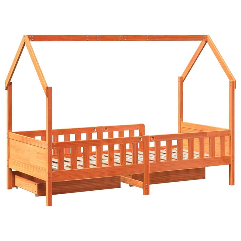 Casa si Gradina - Mobilier - Paturi si accesorii - Paturi - Cadru de pat pentru copii cu sertare, 90x190 cm, lemn masiv pin - Infinity.ro