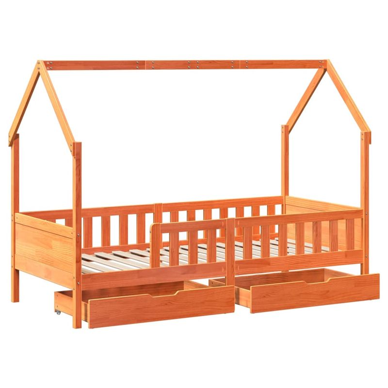 Casa si Gradina - Mobilier - Paturi si accesorii - Paturi - Cadru de pat pentru copii cu sertare, 90x190 cm, lemn masiv pin - Infinity.ro