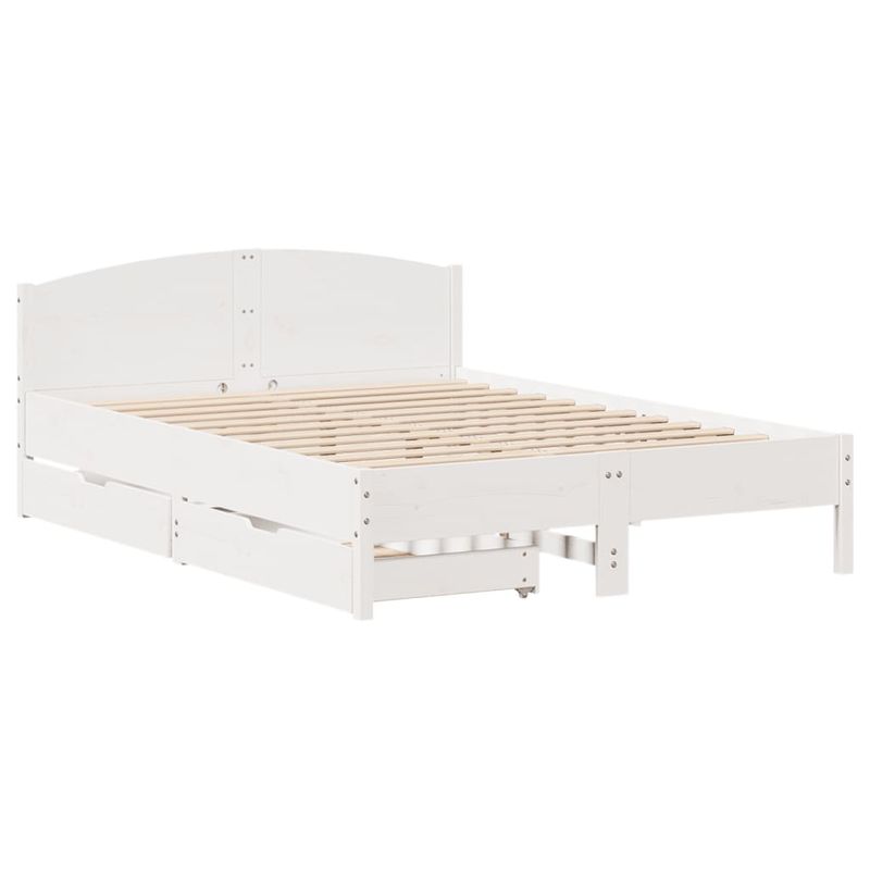 Casa si Gradina - Mobilier - Paturi si accesorii - Paturi - Cadru de pat fara saltea, alb, 140x190 cm, lemn masiv de pin - Infinity.ro