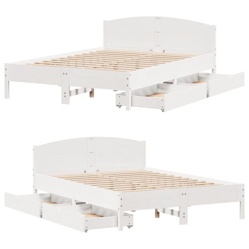 Casa si Gradina - Mobilier - Paturi si accesorii - Paturi - Cadru de pat fara saltea, alb, 140x190 cm, lemn masiv de pin - Infinity.ro