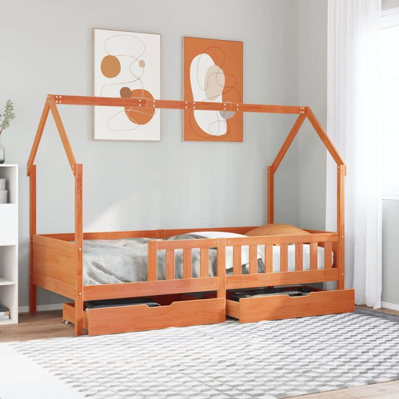 Casa si Gradina - Mobilier - Paturi si accesorii - Paturi - Cadru pat copii cu sertare, 80x200 cm, lemn masiv de pin - Infinity.ro