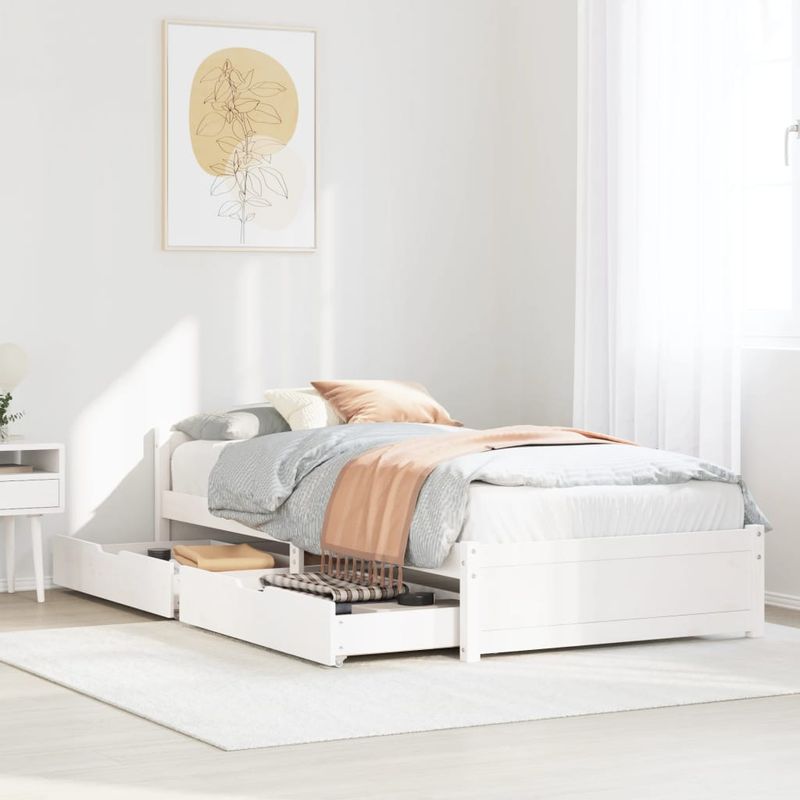 Casa si Gradina - Mobilier - Paturi si accesorii - Paturi - Cadru pat fara saltea, alb, 90x190 cm, lemn masiv de pin - Infinity.ro