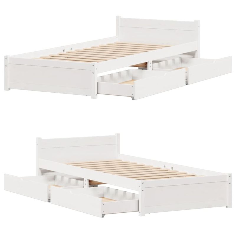 Casa si Gradina - Mobilier - Paturi si accesorii - Paturi - Cadru pat fara saltea, alb, 90x190 cm, lemn masiv de pin - Infinity.ro