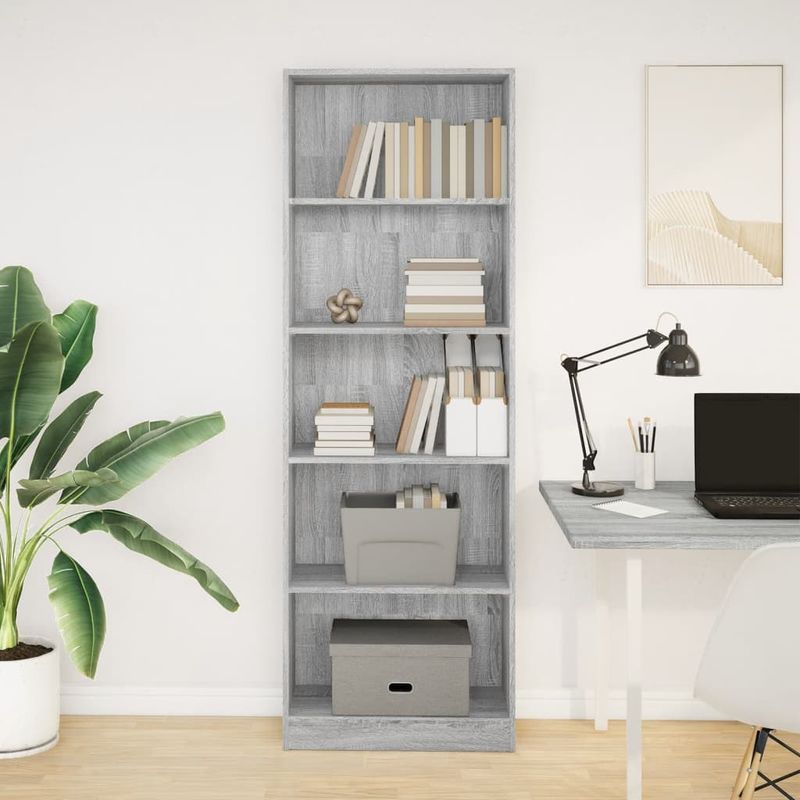 Casa si Gradina - Mobilier - Biblioteci si rafturi - Biblioteci - Biblioteca, gri sonoma, 60x24x176 cm, lemn prelucrat - Infinity.ro