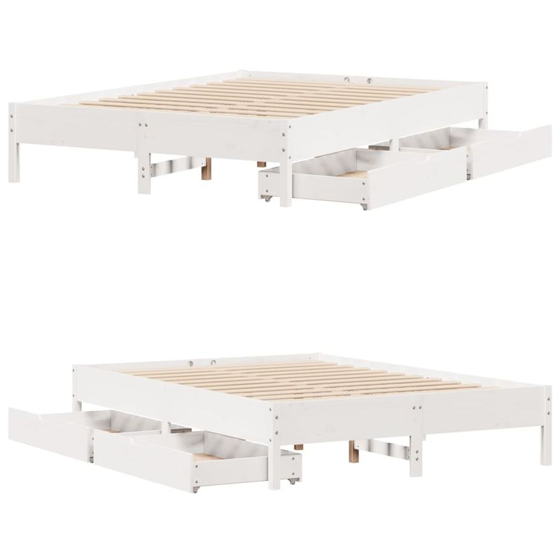 Casa si Gradina - Mobilier - Paturi si accesorii - Paturi - Cadru de pat fara saltea, alb, 160x200 cm, lemn masiv pin - Infinity.ro