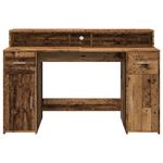 Casa si Gradina - Mobilier - Mese si birouri - Birouri - Birou cu lumini LED, lemn vechi, 140x55x91 cm, lemn prelucrat - Infinity.ro