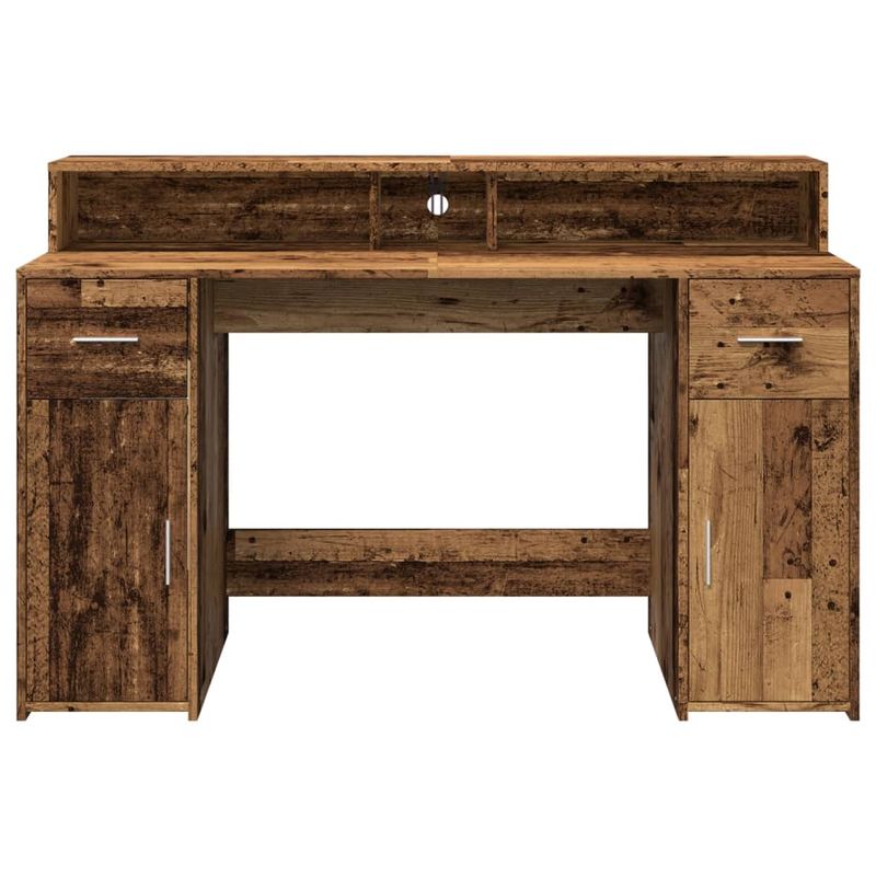 Casa si Gradina - Mobilier - Mese si birouri - Birouri - Birou cu lumini LED, lemn vechi, 140x55x91 cm, lemn prelucrat - Infinity.ro