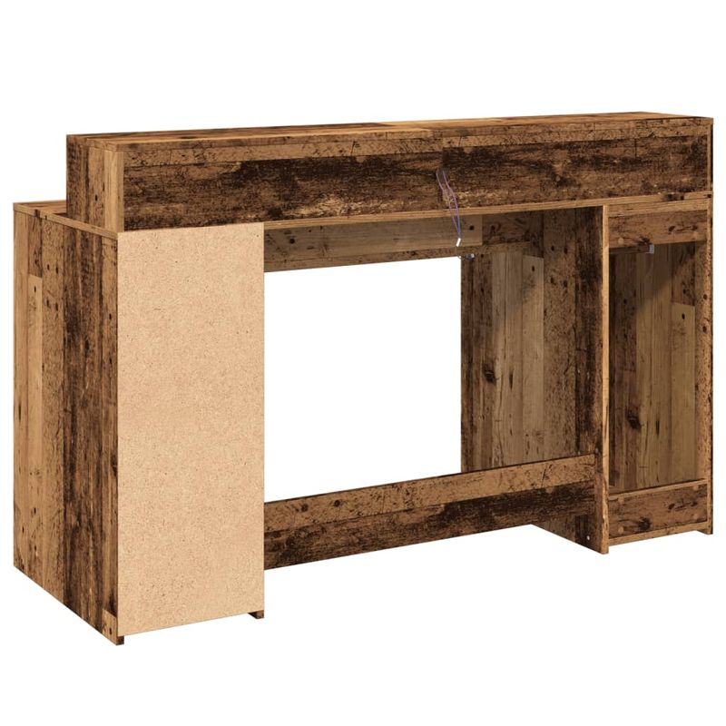 Casa si Gradina - Mobilier - Mese si birouri - Birouri - Birou cu lumini LED, lemn vechi, 140x55x91 cm, lemn prelucrat - Infinity.ro