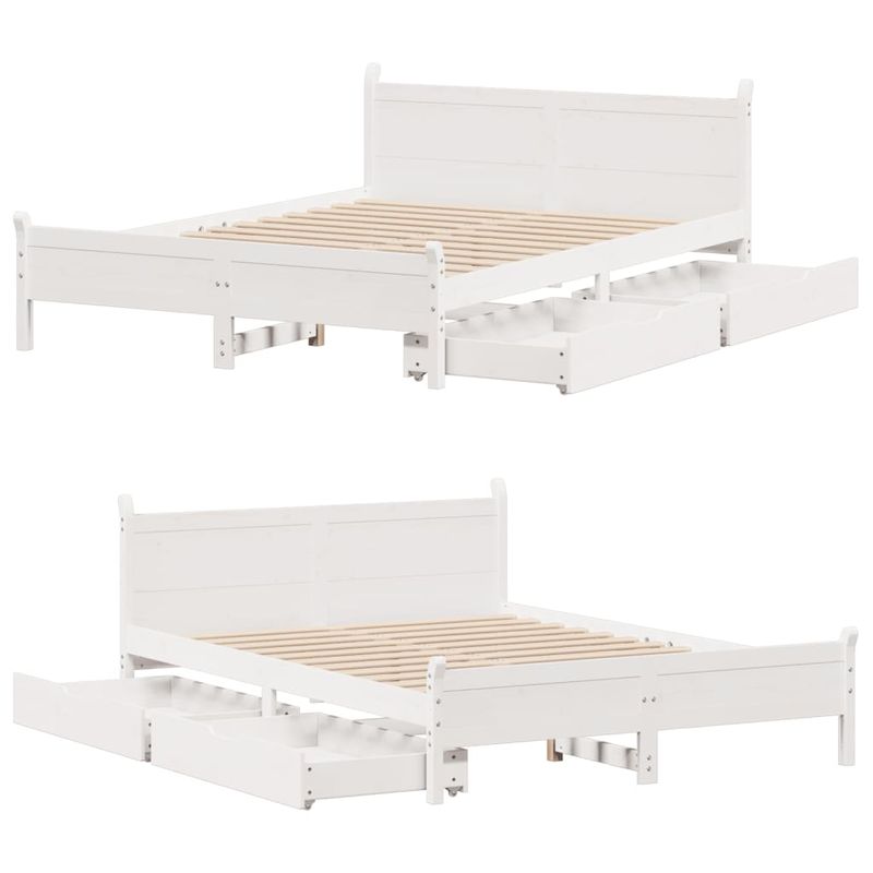 Casa si Gradina - Mobilier - Paturi si accesorii - Paturi - Cadru de pat fara saltea, alb, 120x190 cm, lemn masiv pin - Infinity.ro