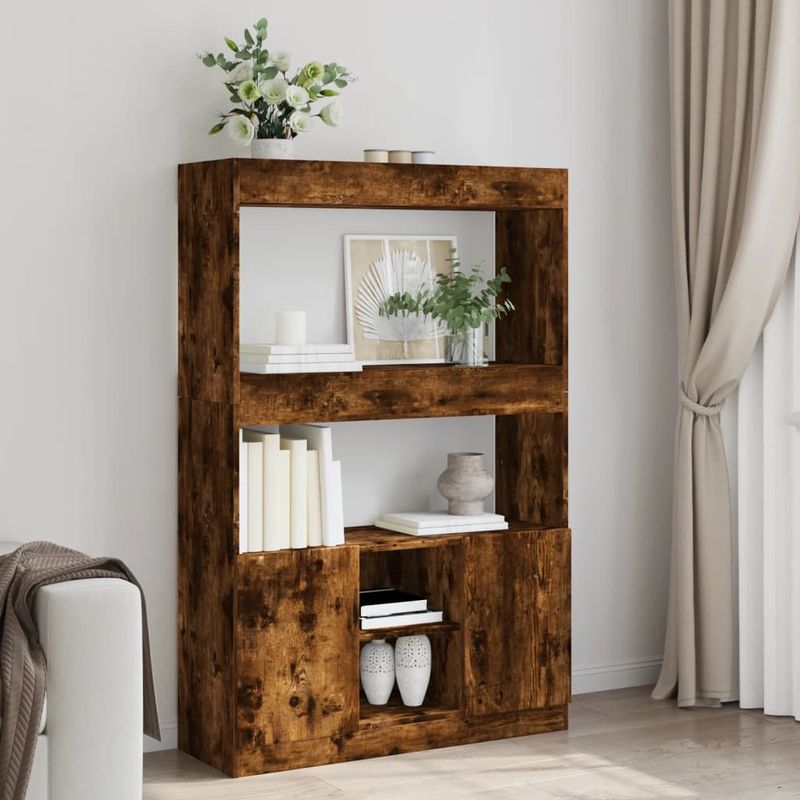 Casa si Gradina - Mobilier - Biblioteci si rafturi - Biblioteci - Dulap inalt, stejar fumuriu, 92x33x140 cm, lemn prelucrat - Infinity.ro