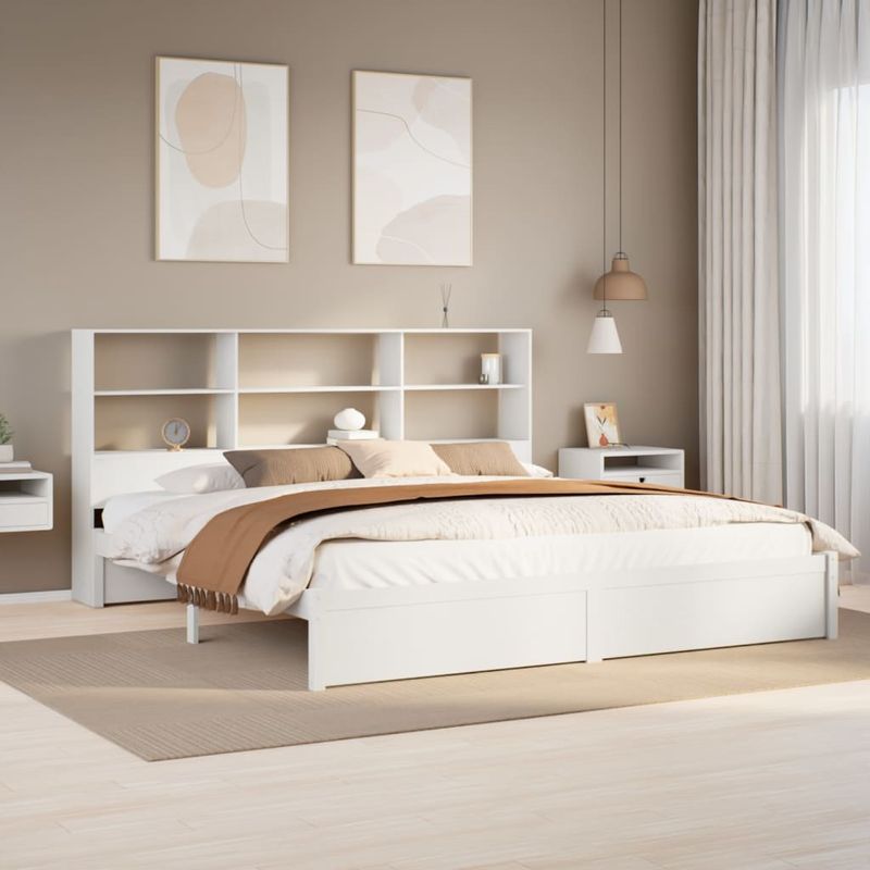 Casa si Gradina - Mobilier - Paturi si accesorii - Paturi - Pat cu biblioteca fara saltea, 180x200 cm, lemn masiv de pin - Infinity.ro