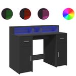 Casa si Gradina - Mobilier - Mese si birouri - Birouri - Birou cu lumini LED, negru, 120x55x91 cm, lemn prelucrat - Infinity.ro