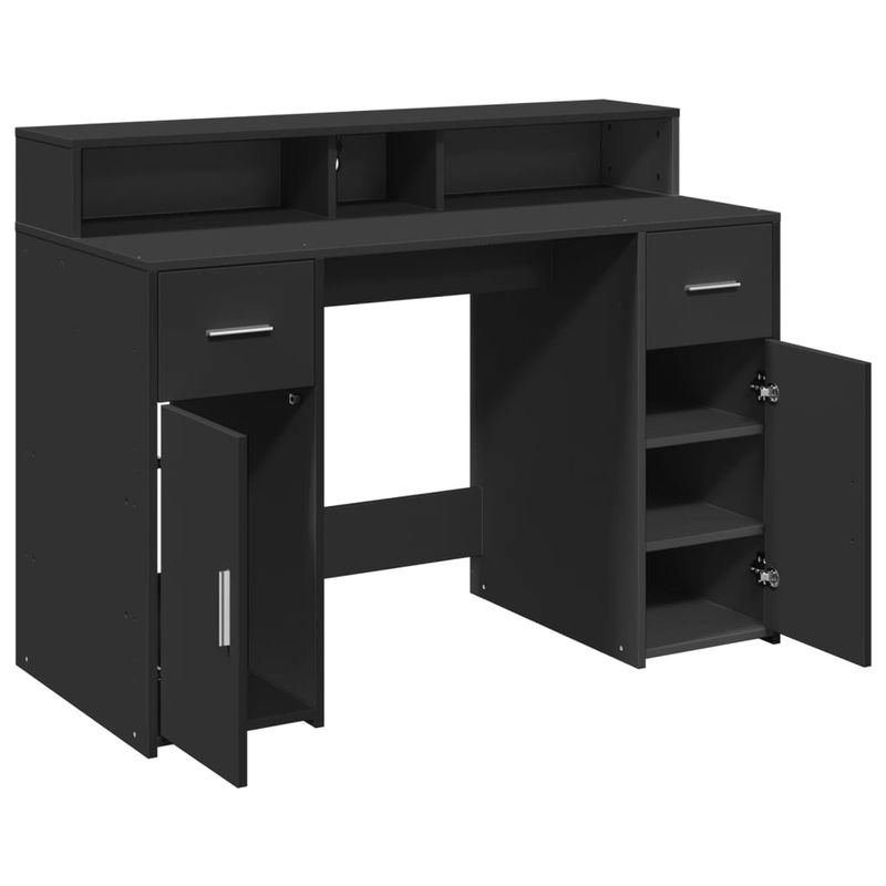 Casa si Gradina - Mobilier - Mese si birouri - Birouri - Birou cu lumini LED, negru, 120x55x91 cm, lemn prelucrat - Infinity.ro