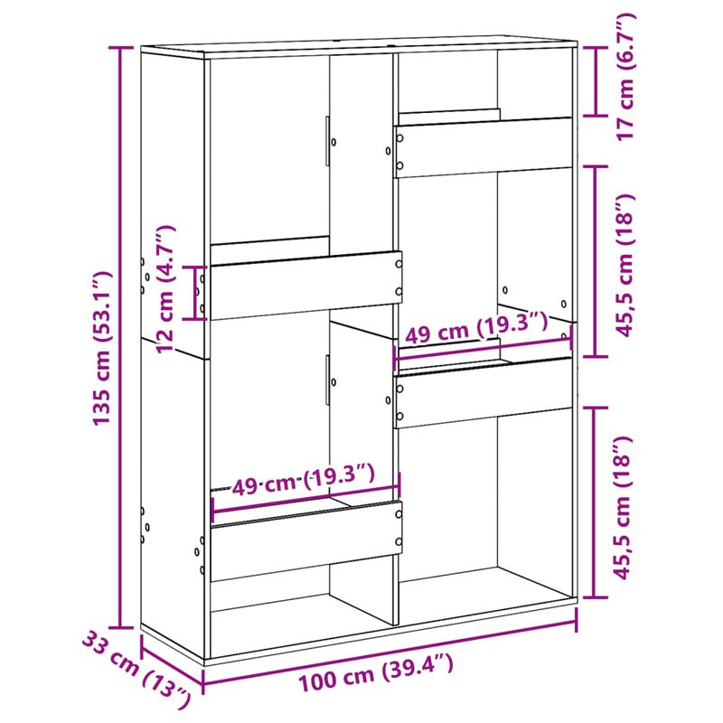 Casa si Gradina - Mobilier - Biblioteci si rafturi - Biblioteci - Separator de camera, gri sonoma, 100x33x135 cm, lemn prelucrat - Infinity.ro